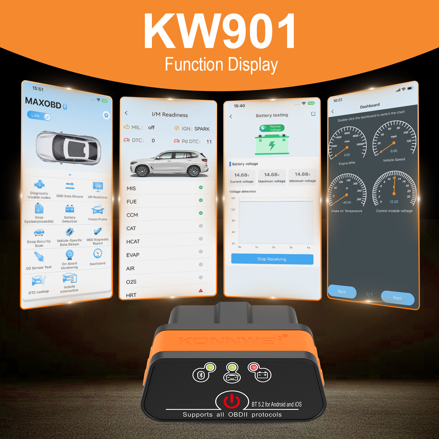 Автосканер MINI OBD2 KW901 Blu – обзор и цена Power Tools English
